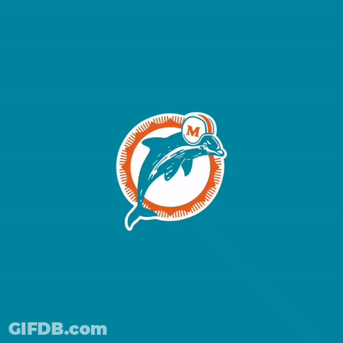 Miami Dolphins Logo Dolphin In Orange And Blue Circle GIF