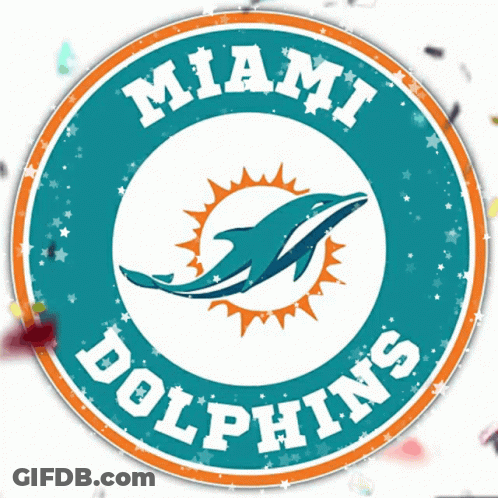 Miami Dolphins Logo With Dolphin And Sun GIF