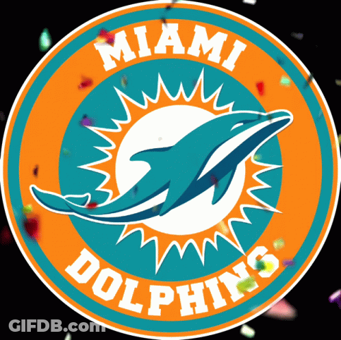 Miami Dolphins Logo With Dolphin And Sun GIF