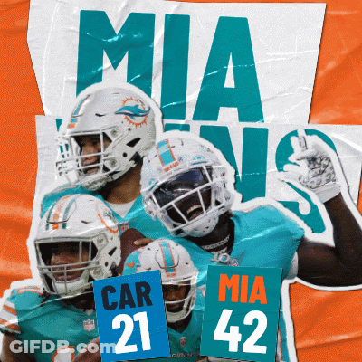 Miami Dolphins Players Holding Signs GIF