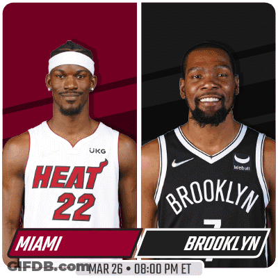 Miami Heat And Brooklyn Nets Players On Poster GIF