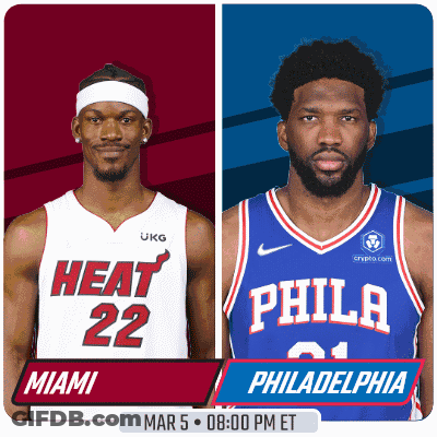 Miami Heat Player And Philadelphia Player On Poster GIF