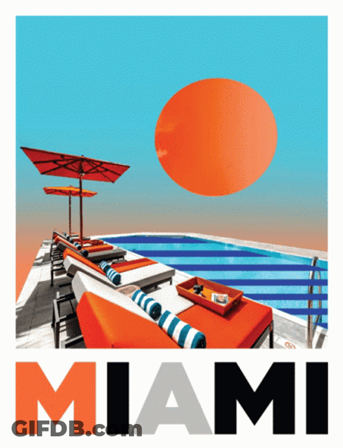 Miami Orange Blue Background GIF