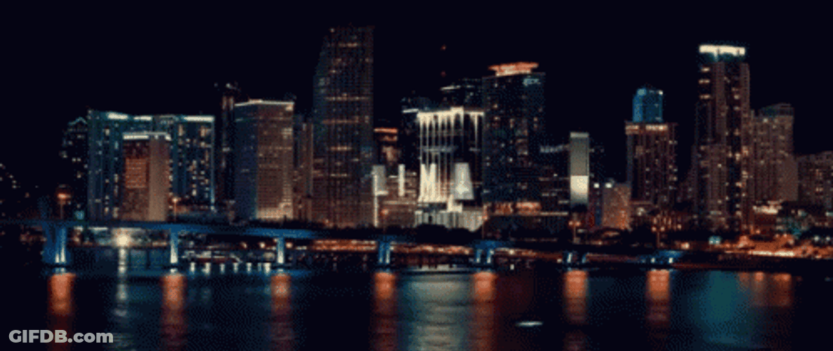 Miami Skyscraper Night View GIF