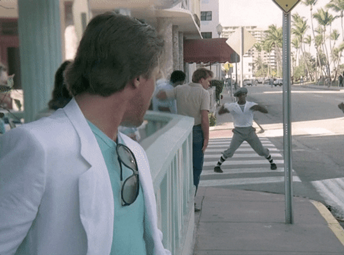 Miami Vice James Crockett Watching Street Dancer GIF