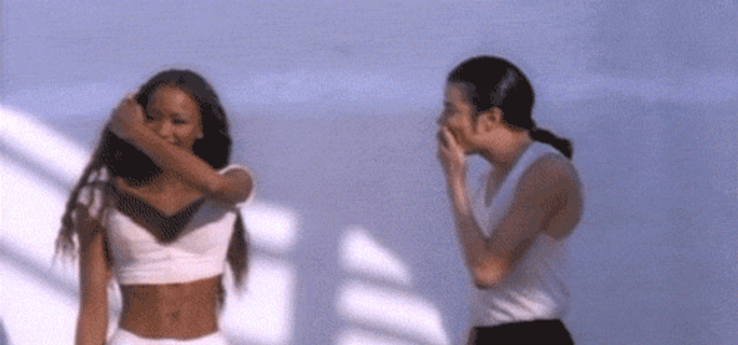 Michael Jackson And Naomi Campbell Flirting GIF