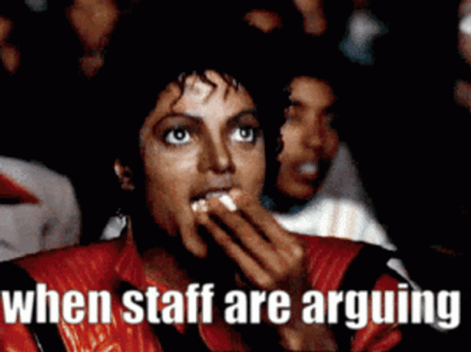Michael Jackson Eating Popcorn Staff Arguing GIF