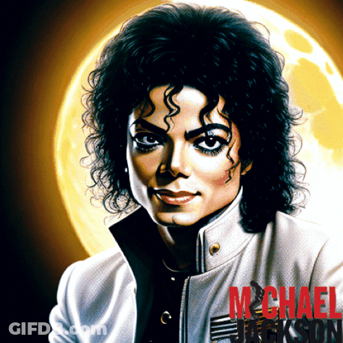Michael Jackson Painting With Full Moon GIF