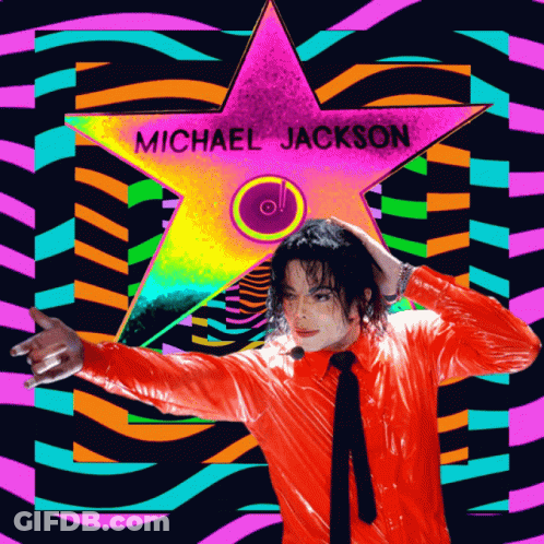 Michael Jackson Star Surrounded By Colorful Background GIF