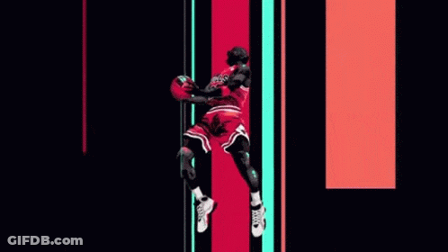 Michael Jordan Jumping With Basketball GIF