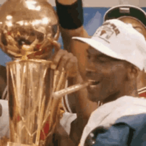 Michael Jordan Showing Off Trophy GIF