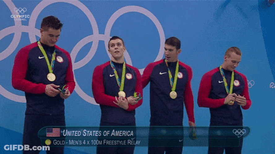 Michael Phelps Group Photo With Other Winners GIF