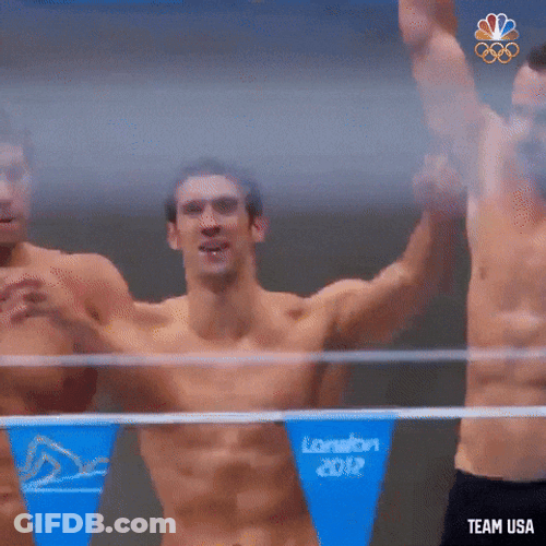 Michael Phelps High Five With Other Swimmers GIF