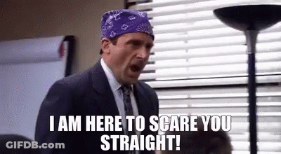 Michael Scott From The Office Is Wearing A Purple Bandana And Yelling . GIF