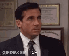Michael Scott Making Face In Suit And Tie GIF