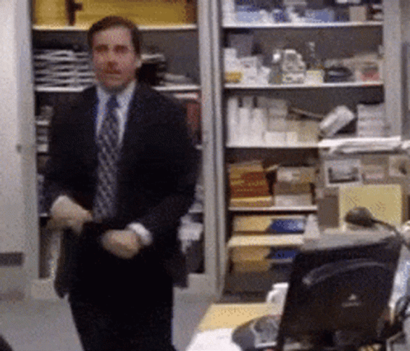 Michael Scott Happily Walking GIF