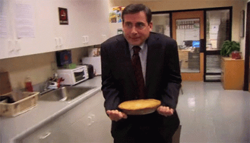 Michael Scott Holding Pie GIF