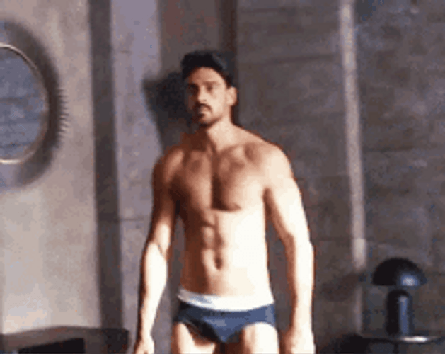 Michele Morrone Brief Topless Bouncing Chest GIF