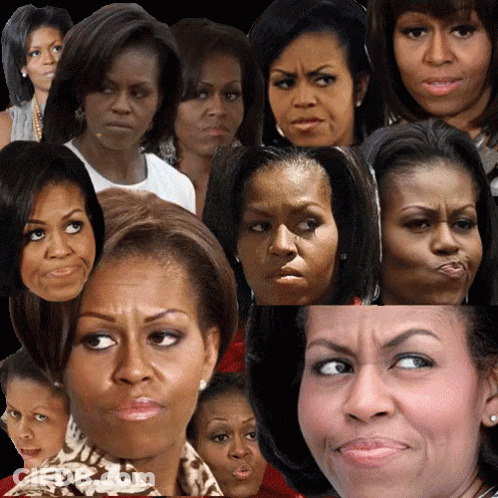 Michelle Obama Face Collage Various Expressions GIF