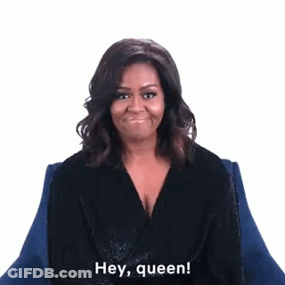 Michelle Obama Is Sitting In A Chair And Says Girl You Have Done It Again GIF