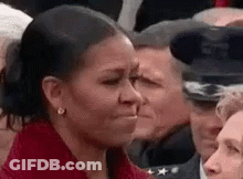 Michelle Obama Making Funny Face In Crowd GIF