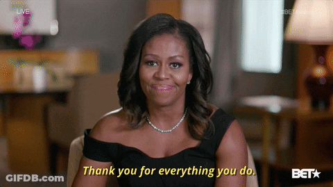 Michelle Obama Says Thank You For Everything You Do Sitting In Chair GIF