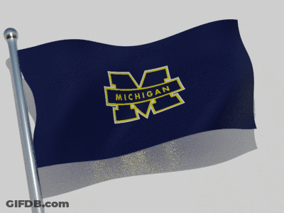 Michigan Flag With Blue And Yellow M GIF