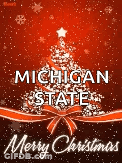 Michigan State Christmas Card With Tree And Snowflakes GIF