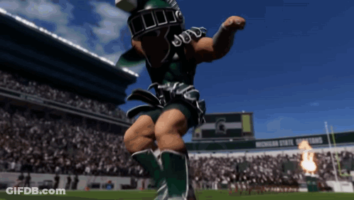 Michigan State Spartans Mascot Running On Field GIF