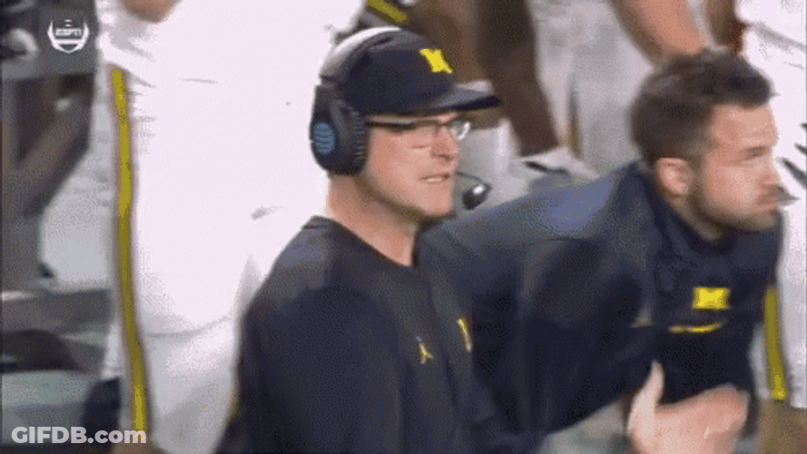 Michigan Wolverines Coach Jim Clapping GIF