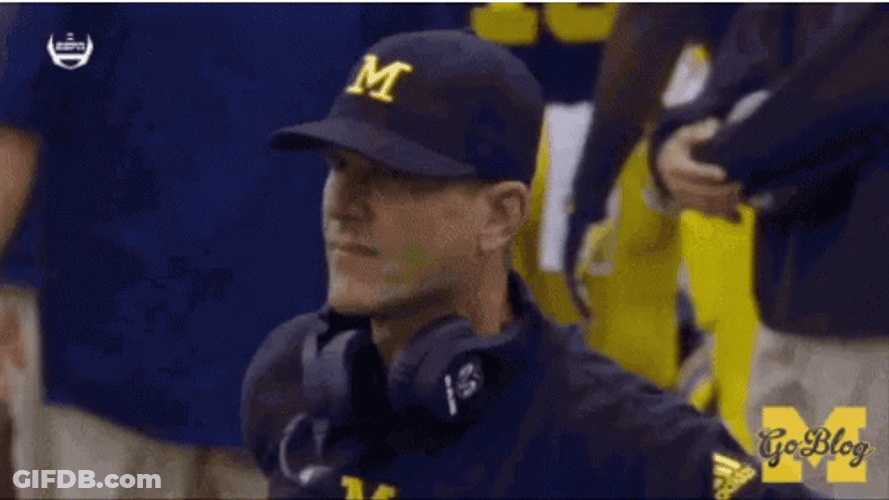 Michigan Wolverines Coach Jim Regretful Look GIF