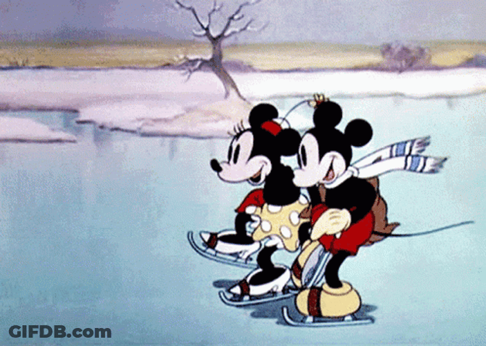 Mickey And Minnie Ice Skating GIF