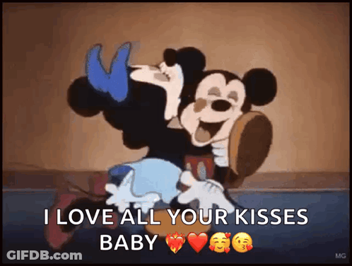 Mickey And Minnie Kissing I Love All Your Kisses GIF