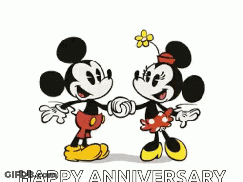 Mickey And Minnie Mouse Holding Hands Kissing GIF