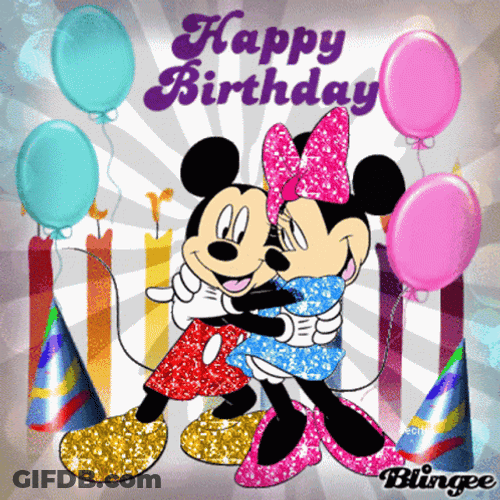 Mickey And Minnie Mouse Hug Disney Happy Birthday GIF