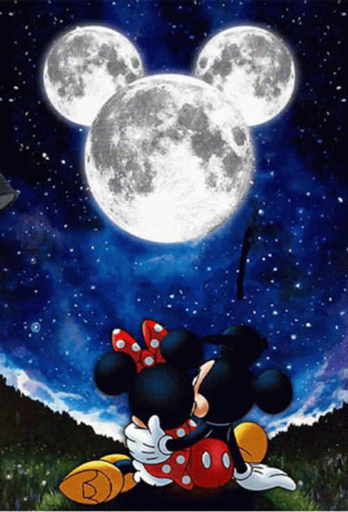 Mickey And Minnie Mouse Moon GIF