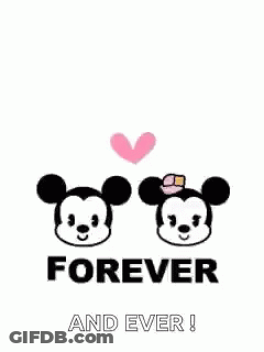 Mickey And Minnie Mouse With Heart Saying Forever And Ever GIF