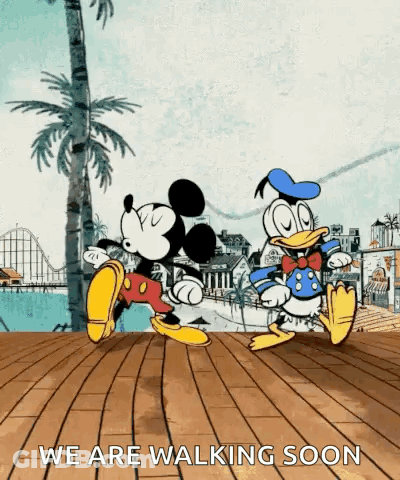 Mickey Mouse And Donald Duck Walking GIF