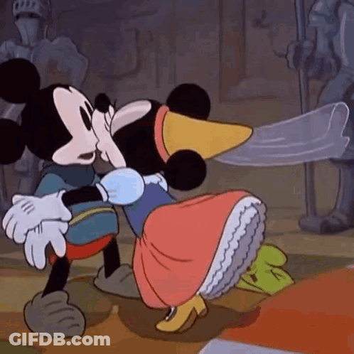 Mickey Mouse And Minnie Mouse Kissing GIF