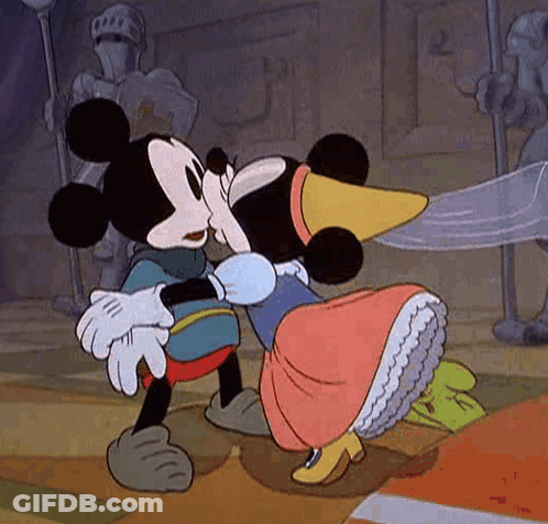 Mickey Mouse And Minnie Mouse Kissing GIF