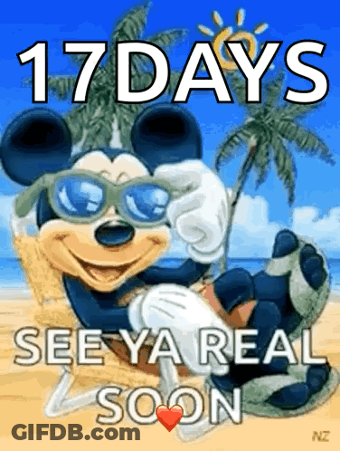 Mickey Mouse Beach 17 Days See Ya Real Soon GIF