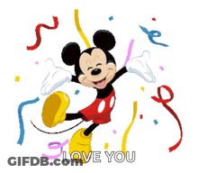 Mickey Mouse Dancing With Confetti GIF