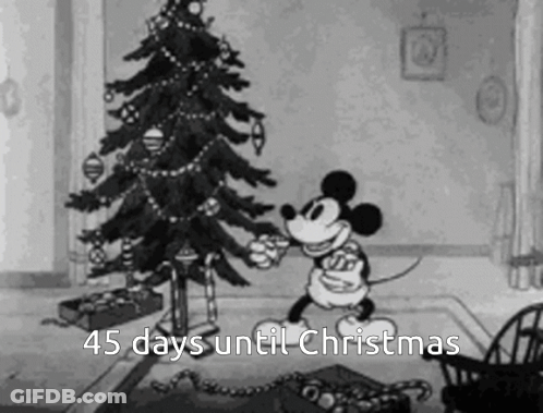 Mickey Mouse Decorating Christmas Tree 45 Days Until Christmas GIF
