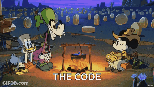 Mickey Mouse Goofy Donald Duck Sitting Around Campfire With Code GIF