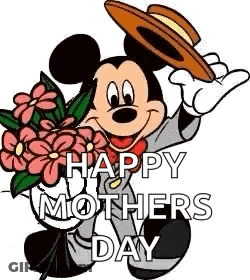 Mickey Mouse Holding Flowers For Mother's Day GIF