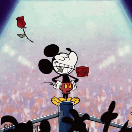 Mickey Mouse Holding Rose And Smiling GIF