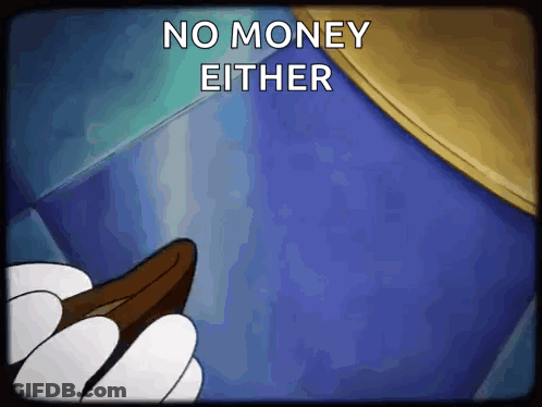Mickey Mouse Holding Wallet Saying No Money Either GIF