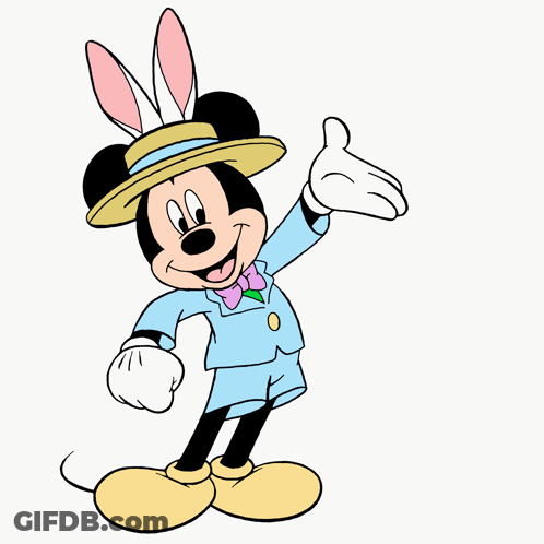 Mickey Mouse In Bunny Ears And Blue Suit GIF