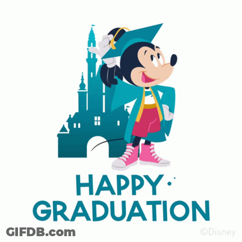 Mickey Mouse In Graduation Cap And Gown GIF