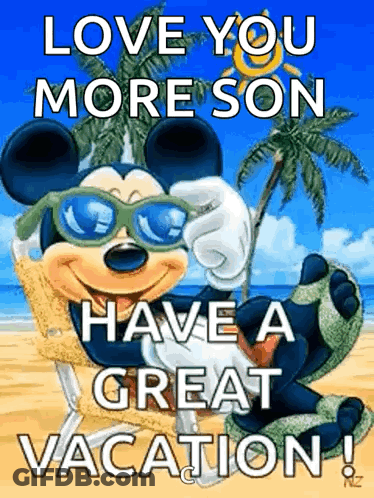 Mickey Mouse In Sunglasses On Beach GIF